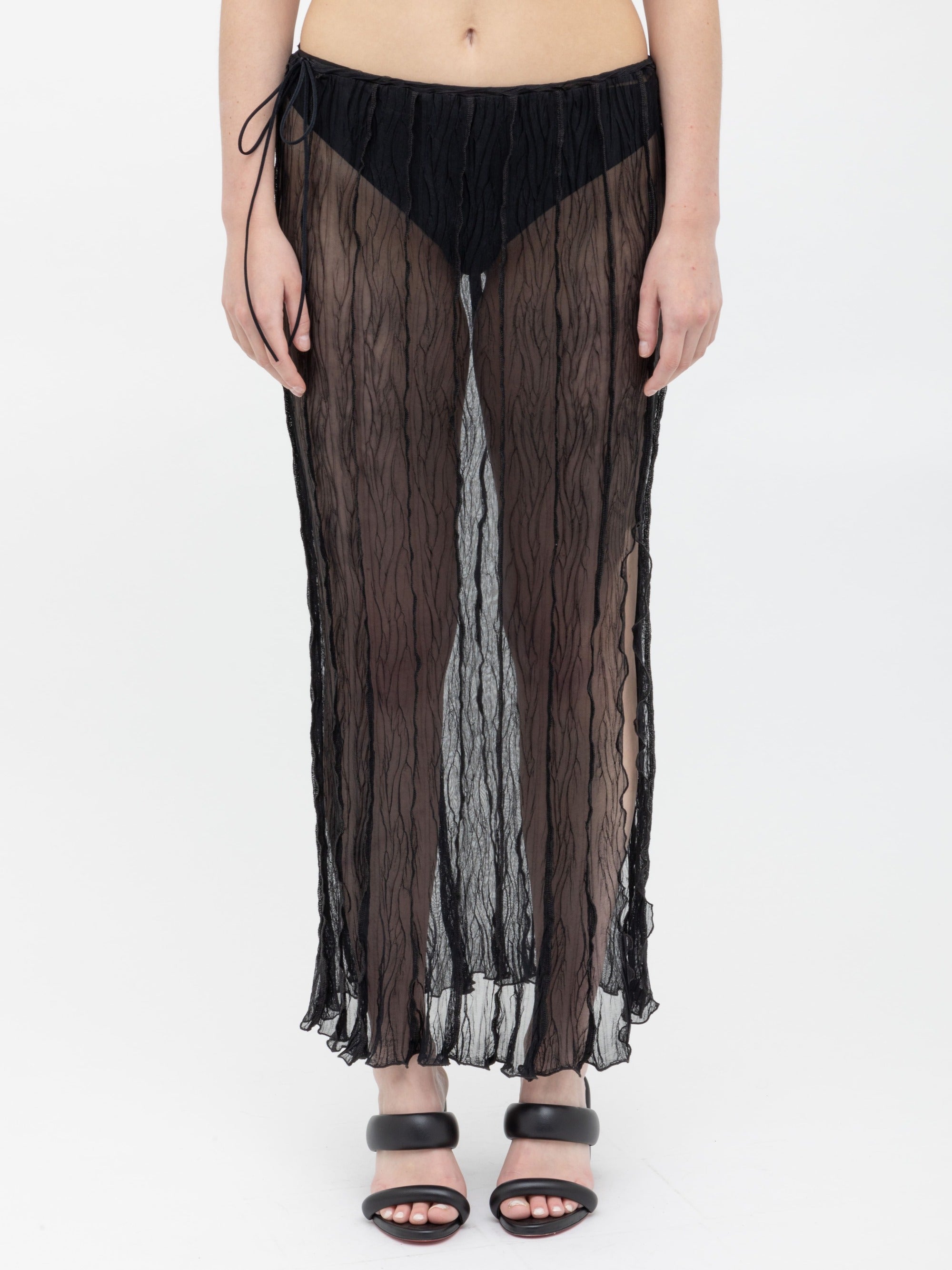 Ester Manas Skirts jupe longue froissée noire M/L mesh