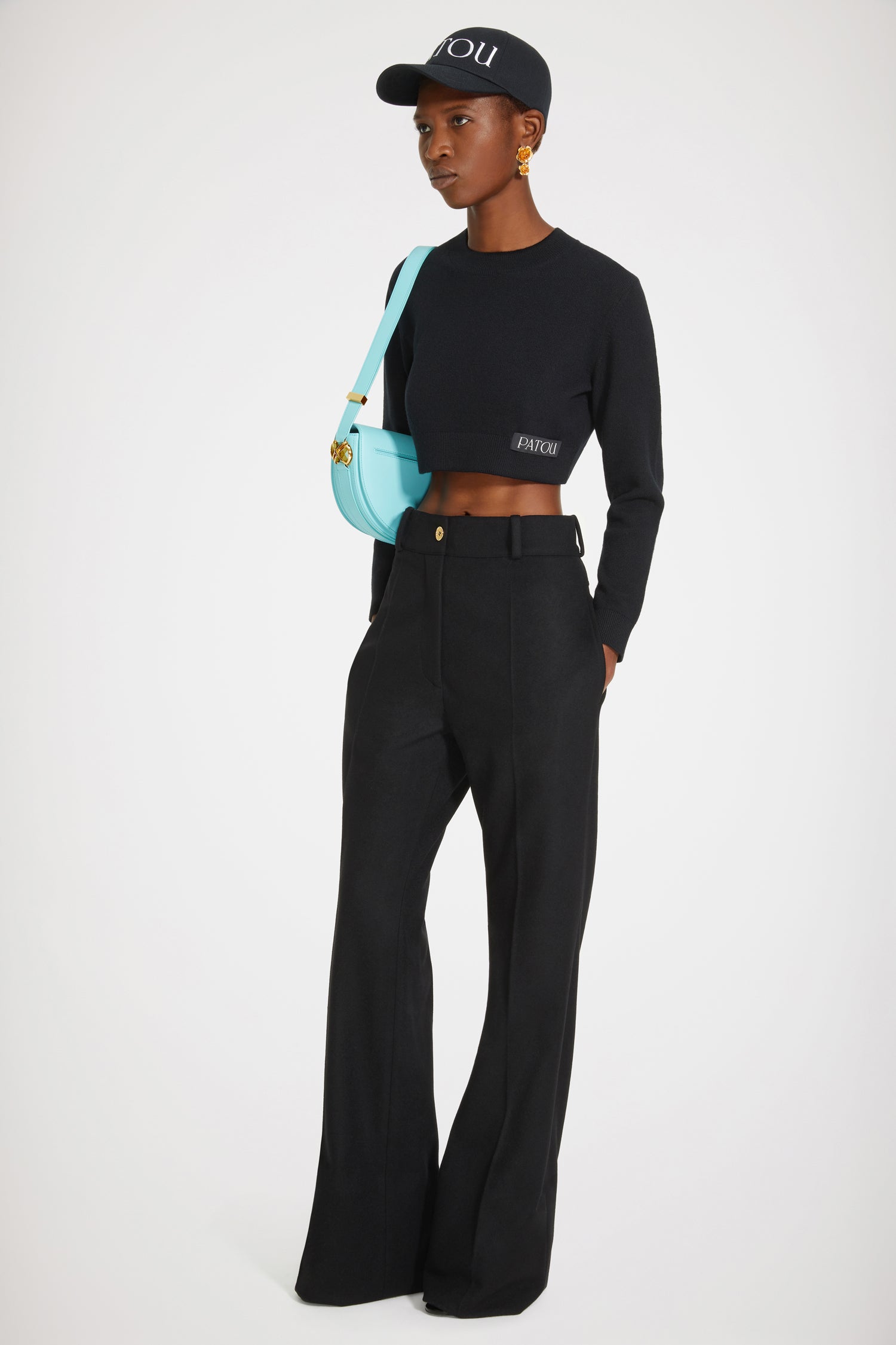 Patou TR021 pantalon laine noire 34-44 évasé