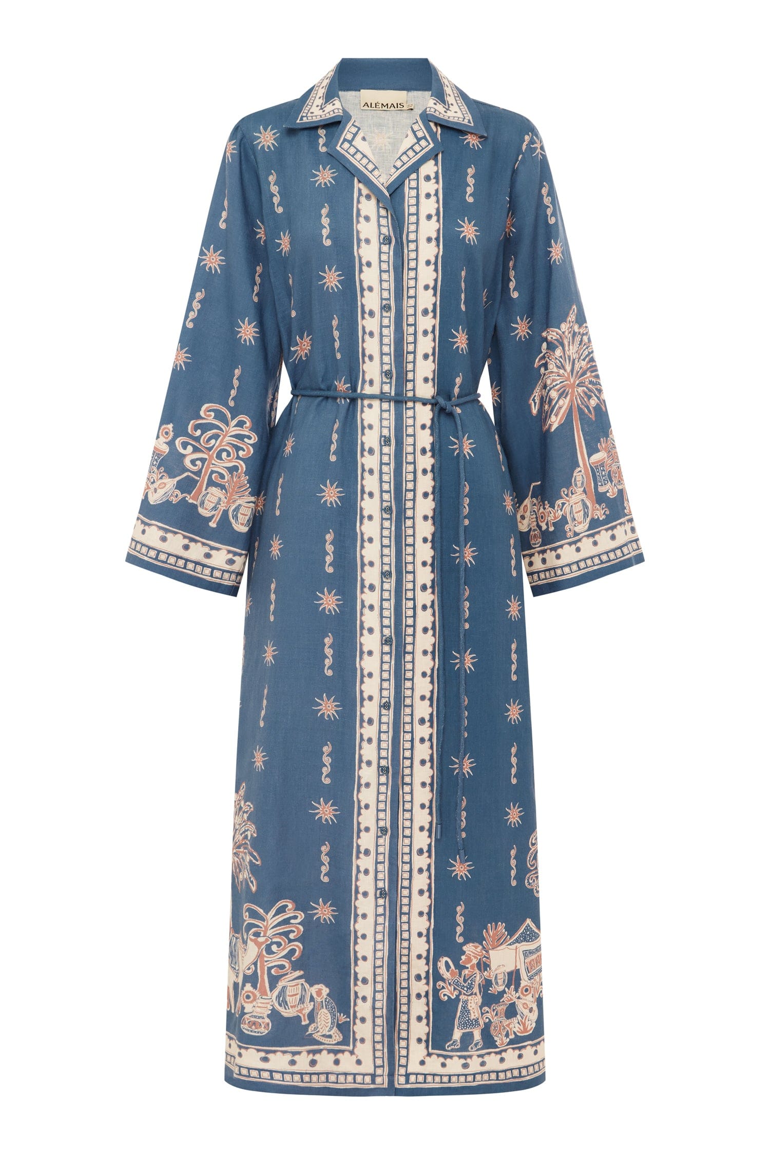 Alemaïs Acacia robe chemise midi lin ceinture