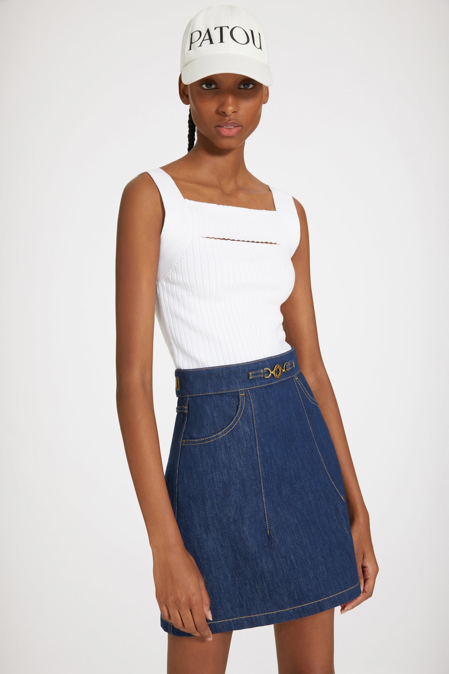 Patou Knitwear KN1268059001W débardeur blanc coton bio