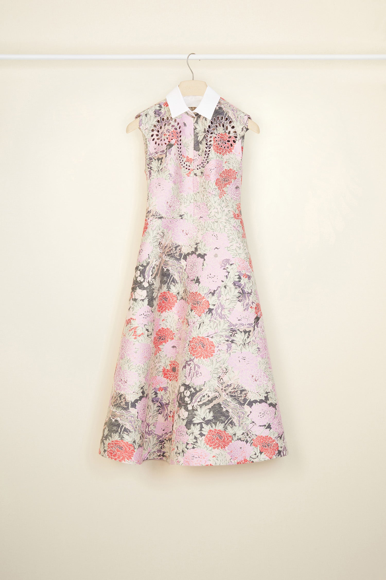 Patou DR063 robe midi jacquard birds peonies