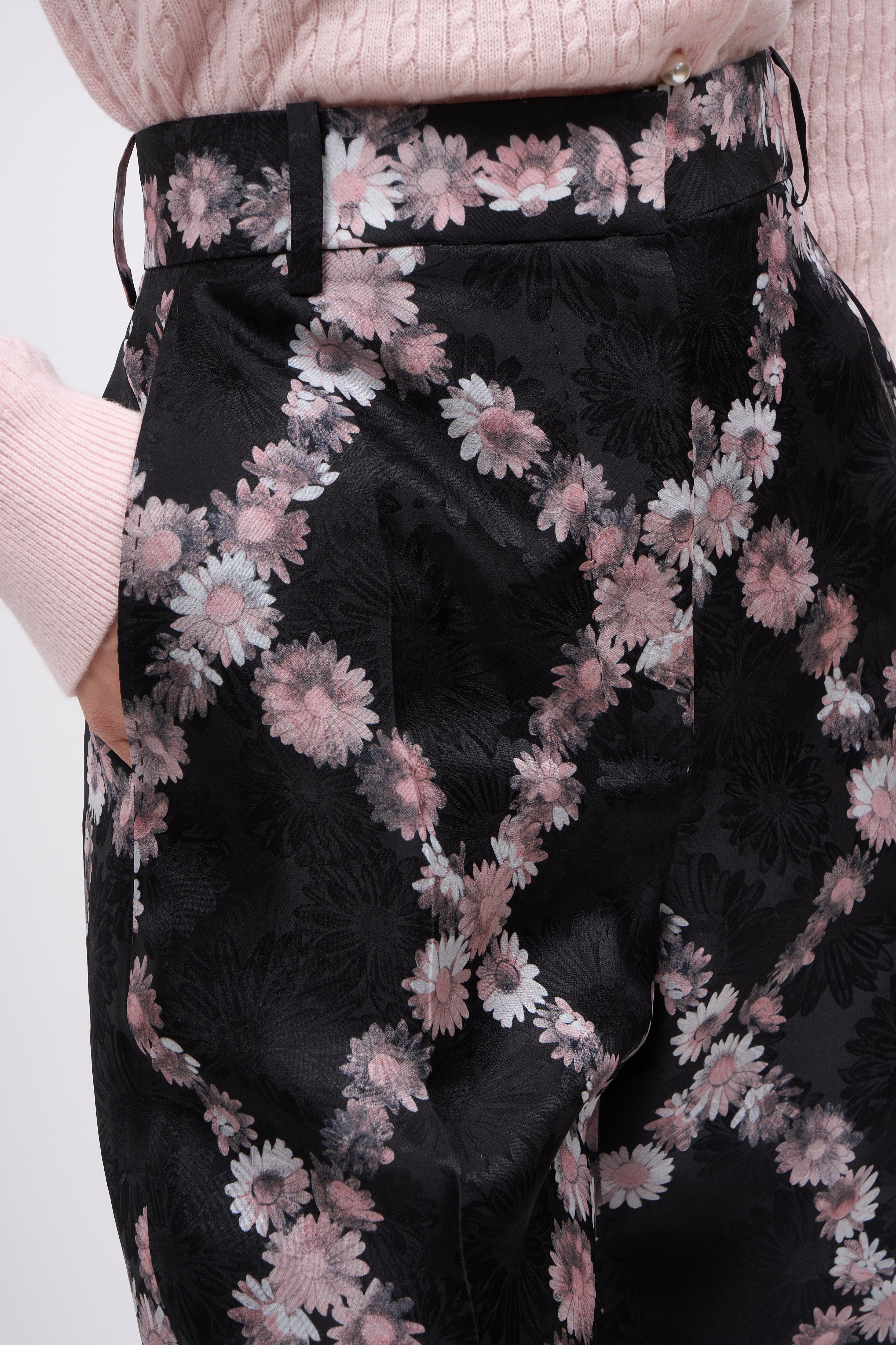 PAUL & JOE Tailoring Pantalon droit organza soie jacquard noir
