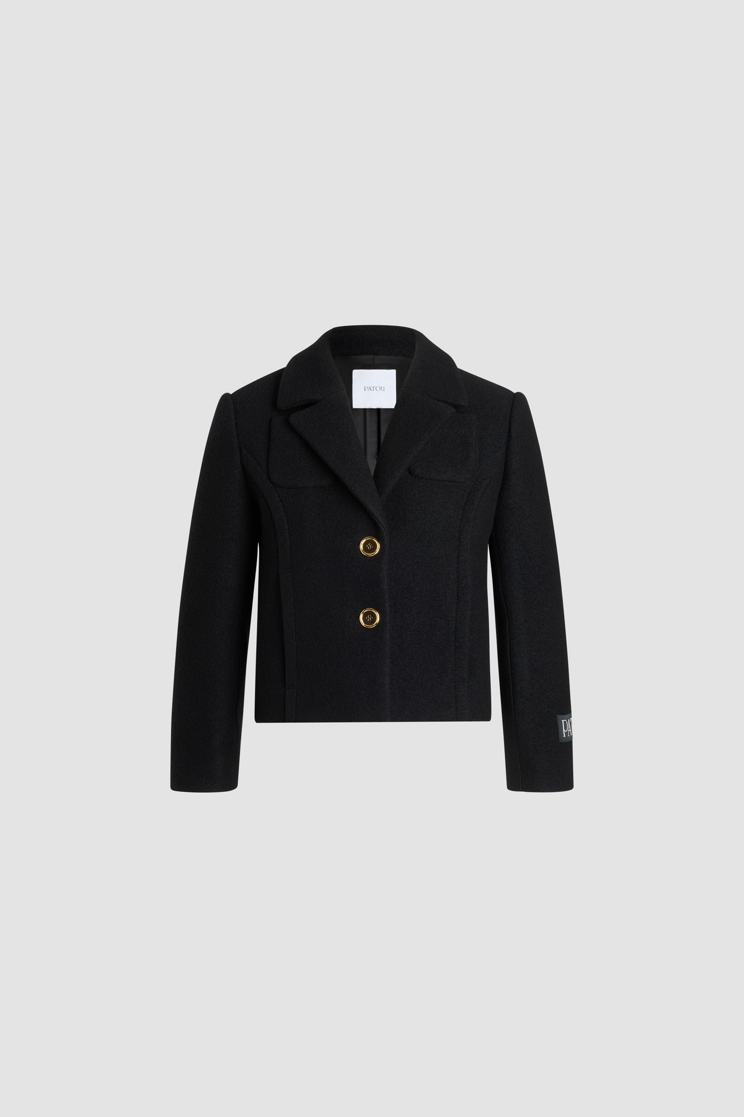 Patou JA046 veste tailleur courte noire laine bouillie
