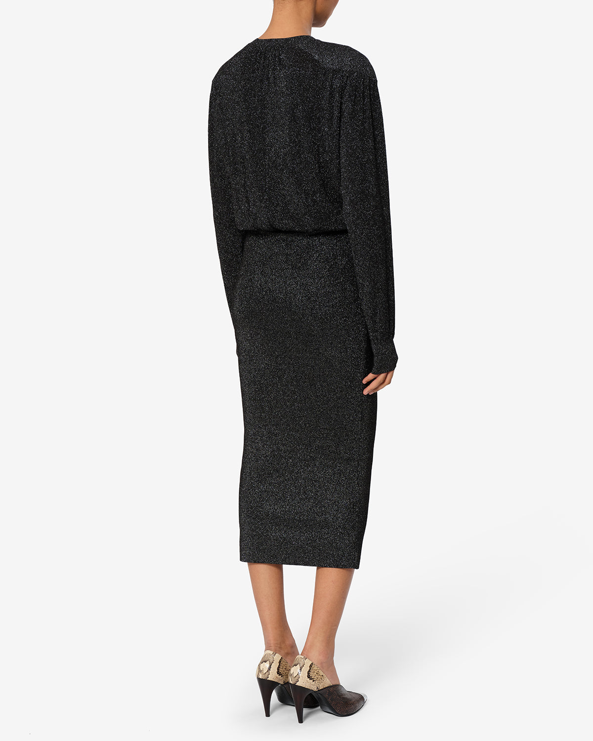 Isabel Marant Aliza robe mi-longue noire lurex