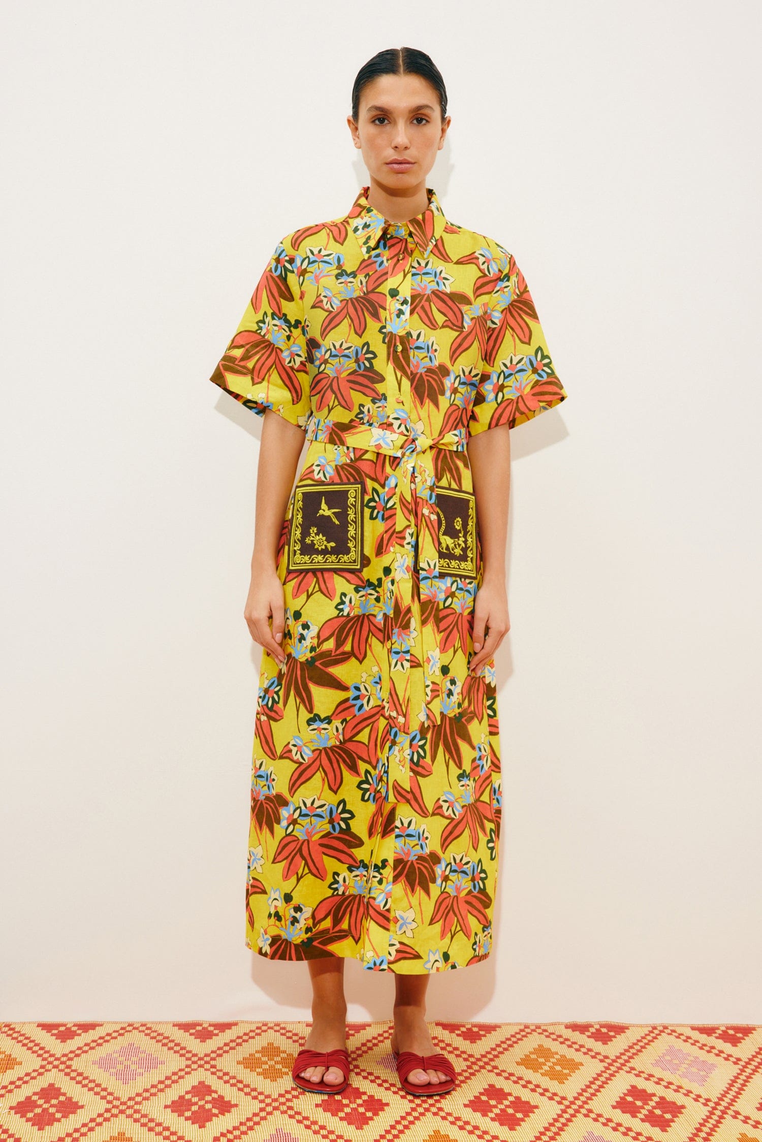 Alemaïs Leo Embroidered Shirtdress robe chemise lin