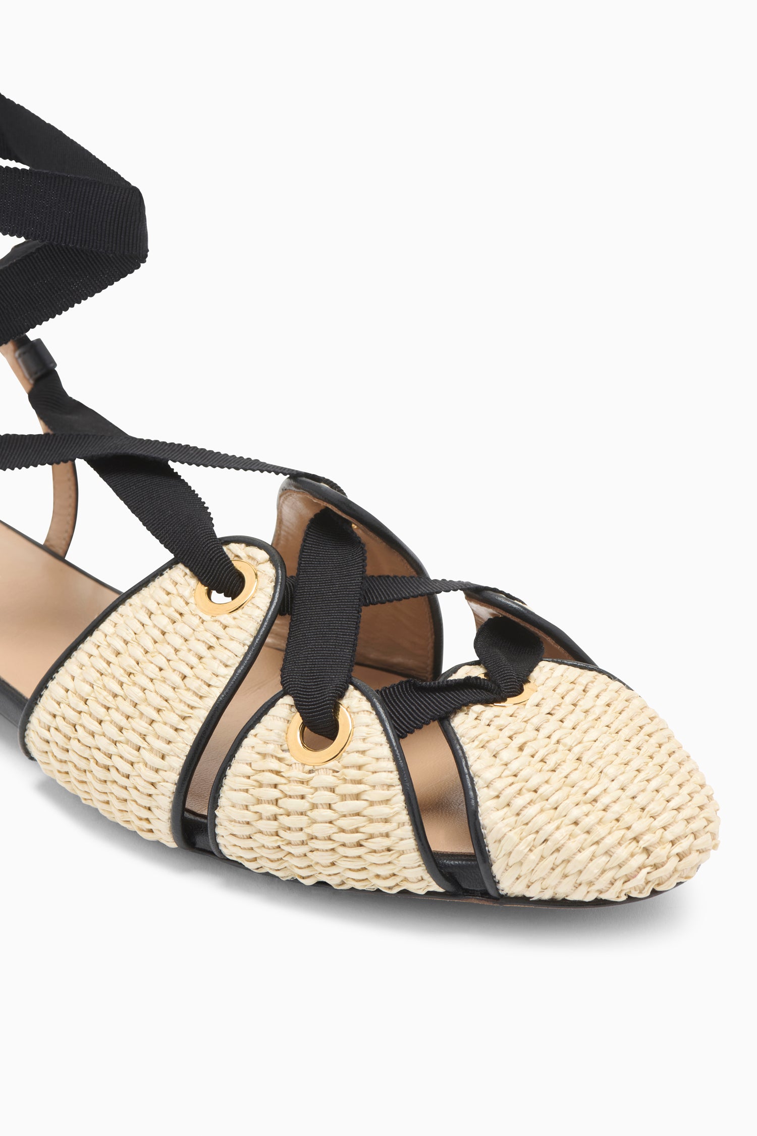 Ulla Johnson Artemis Ballerine plate Sand raphia œillets