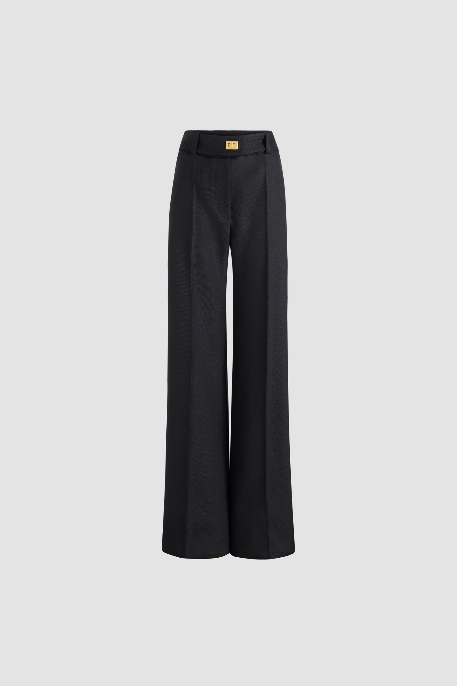 Patou Lock pantalon évasé laine noire 34-44 cadenas doré