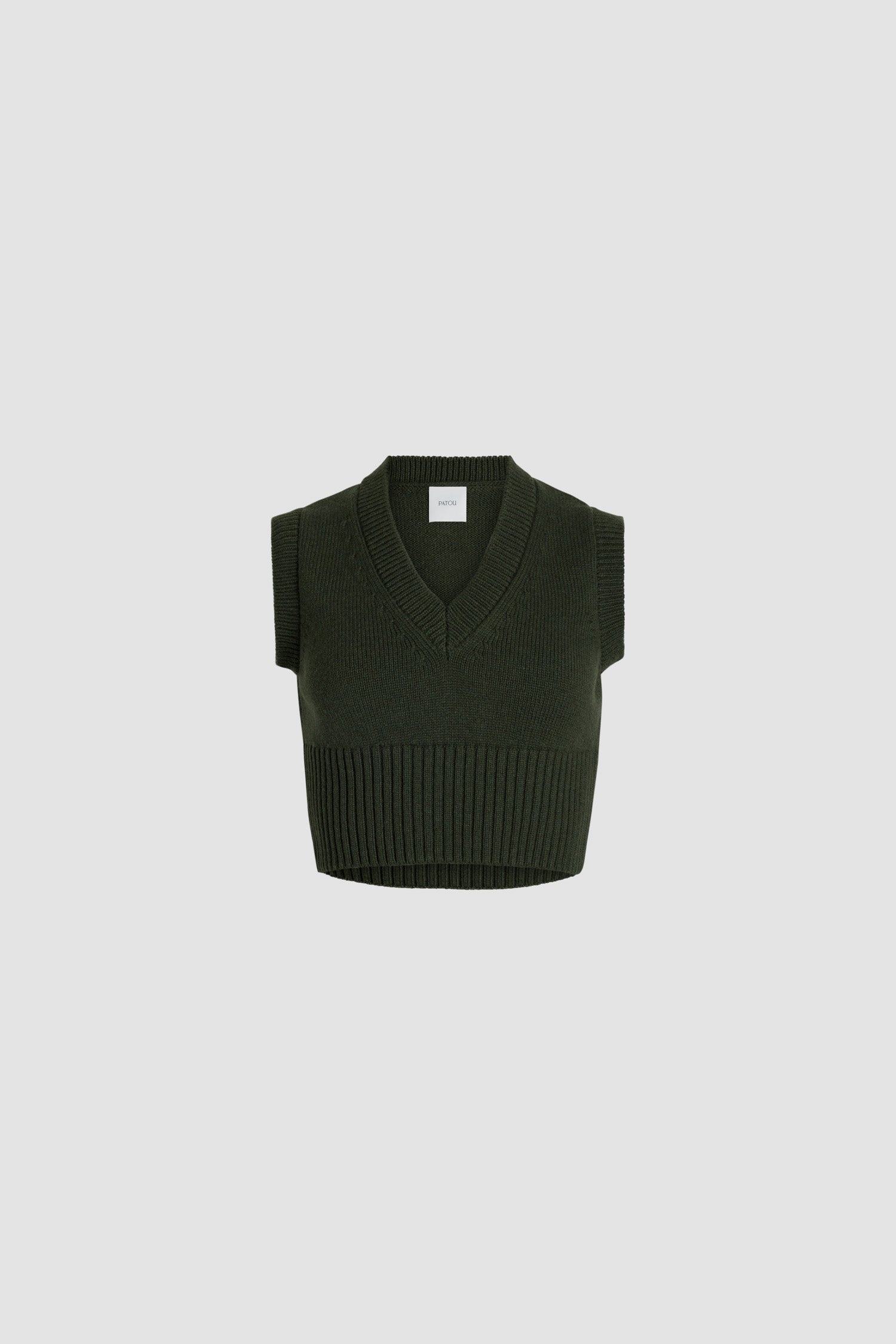 Patou KN204 gilet crop laine vert Bottle Green