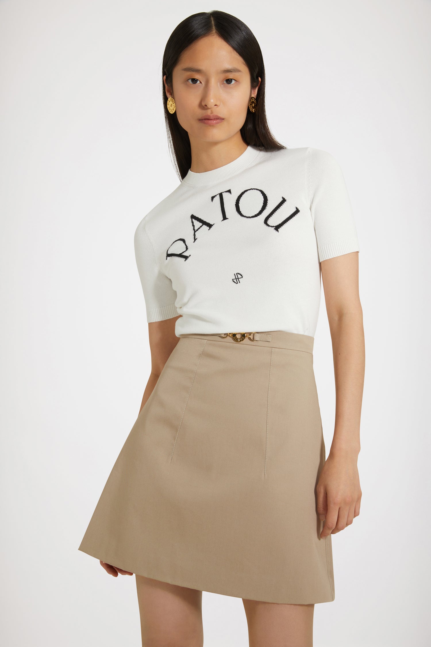 Patou SK036 P23SK0360074106P mini jupe coton parchemin bio