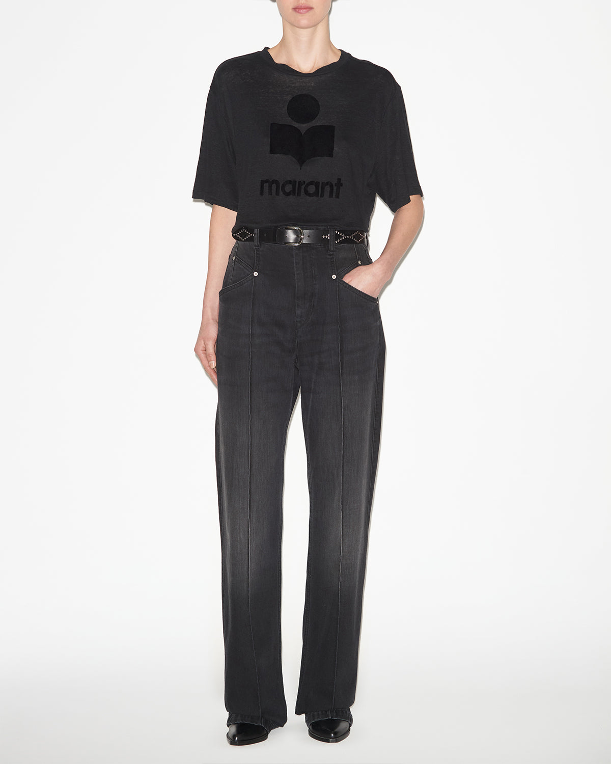 Isabel Marant Zewel T-shirt lin noir logo Marant