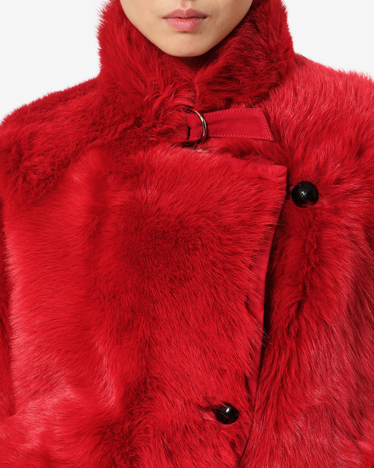 Isabel Marant Roama MA0590FF manteau peau lainée rouge