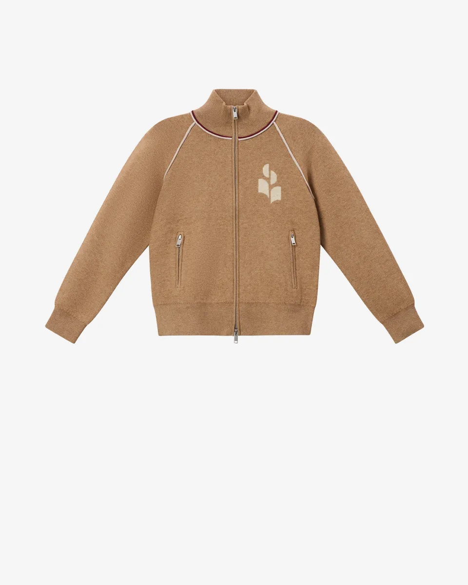 Isabel Marant Lanya cardigan maille camel-gris zippé