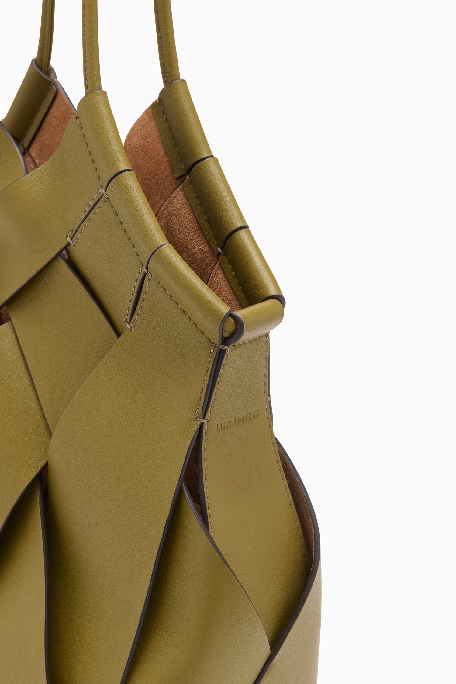 Ulla Johnson Charlotte PF261181 sac épaule cuir tressé Olive