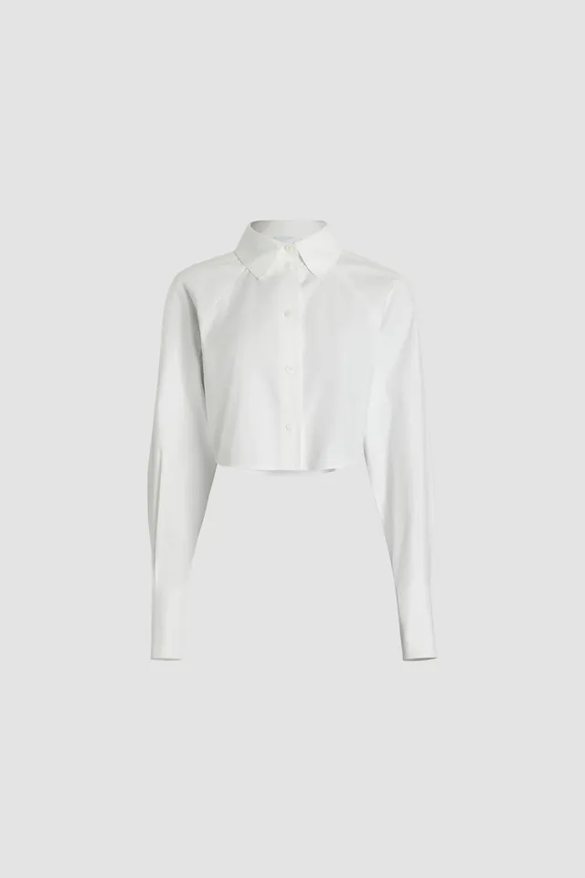 Patou BL0330017001W chemise cropped blanche coton bio