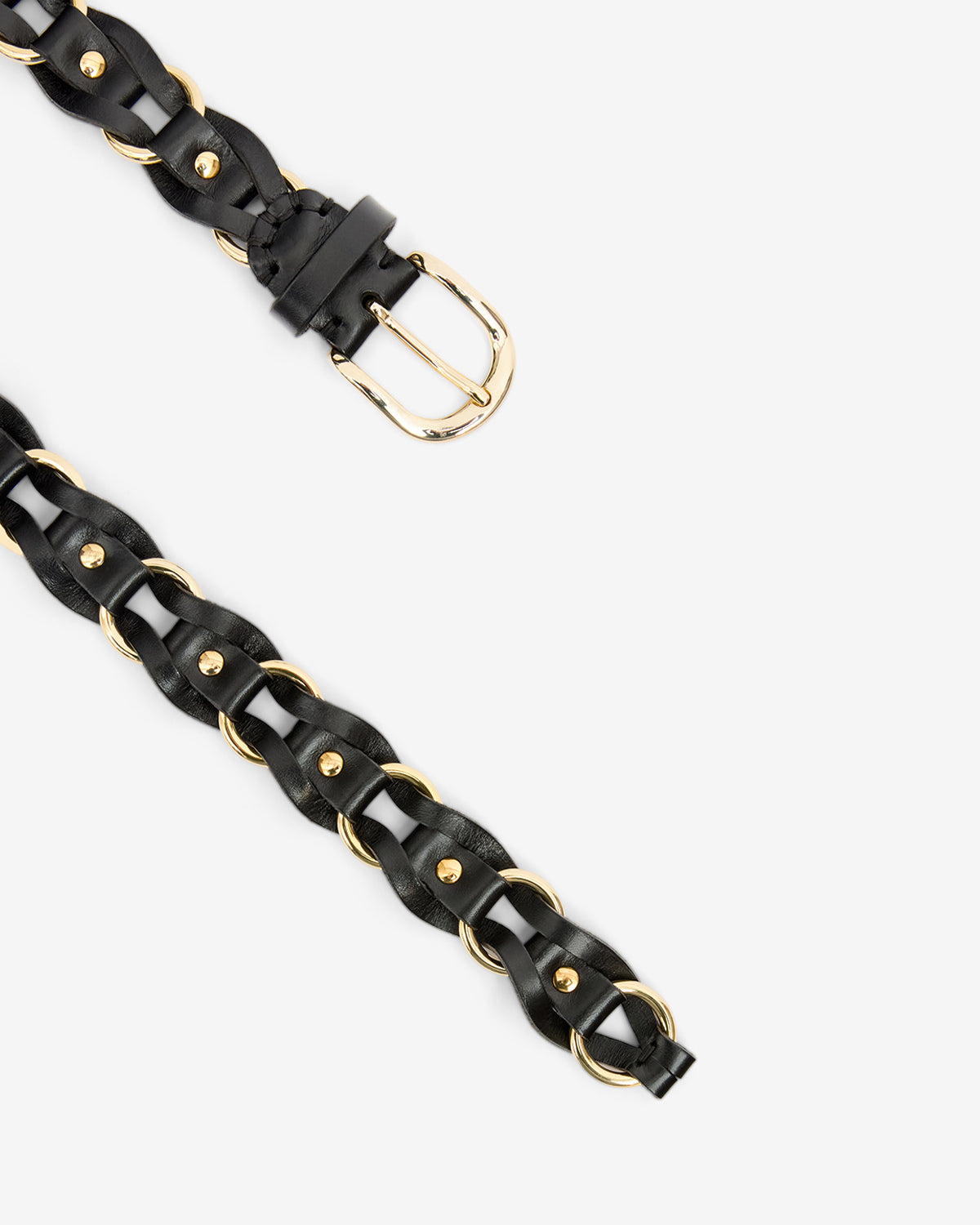 Isabel Marant Bali CE266CFA ceinture cuir noir et doré 3 cm