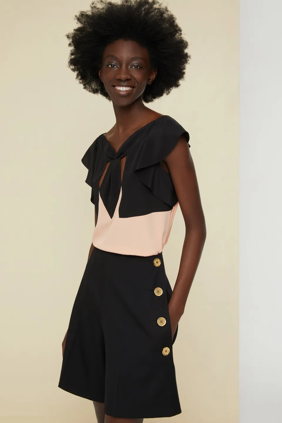 Patou TO015 top soie corail noir 38