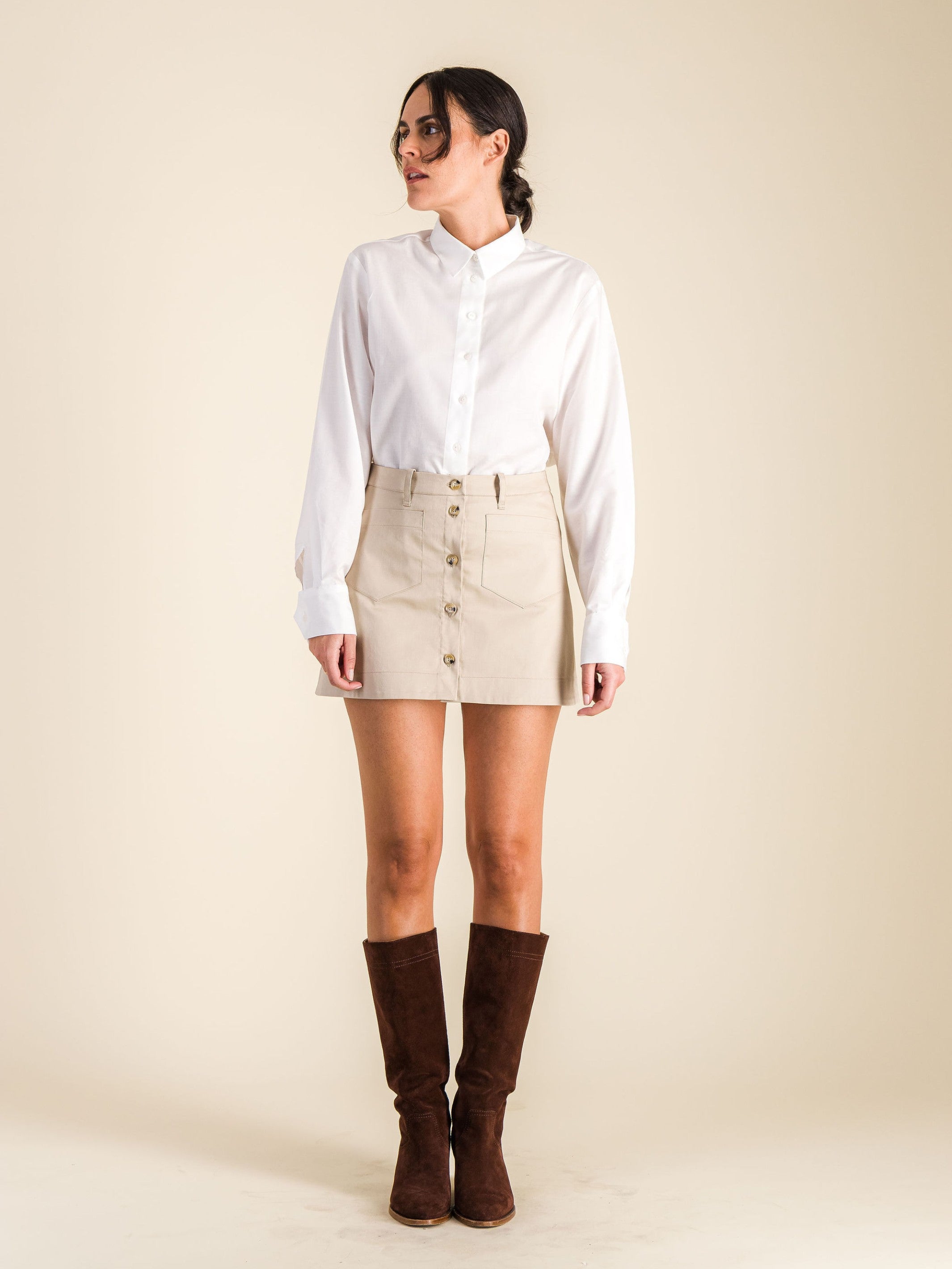 Anahide Saint André Esther mini jupe coton beige