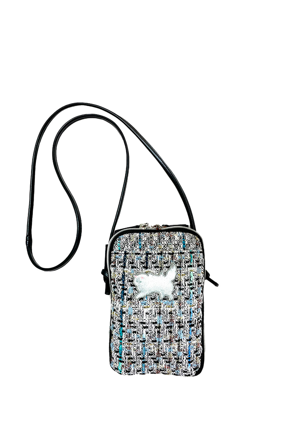 Paul & Joe Pochette bandoulière tweed téléphone noir TU