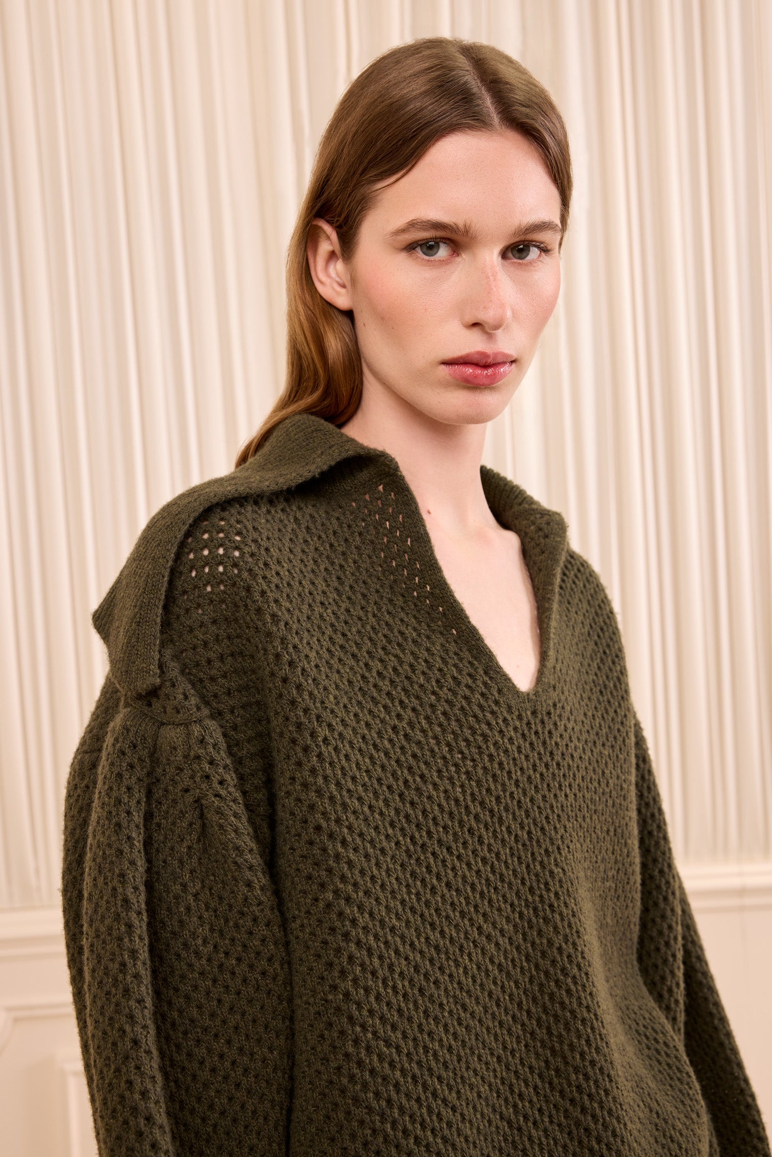 Ulla Johnson Lila pull laine Militaire col châle