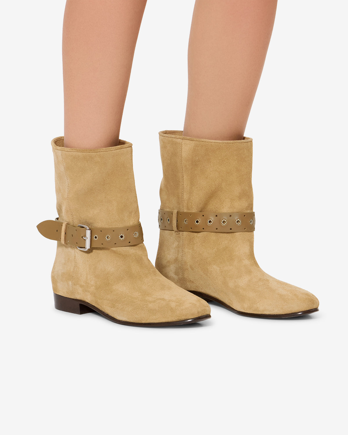 Isabel Marant Reena bottines cuir velours taupe plates