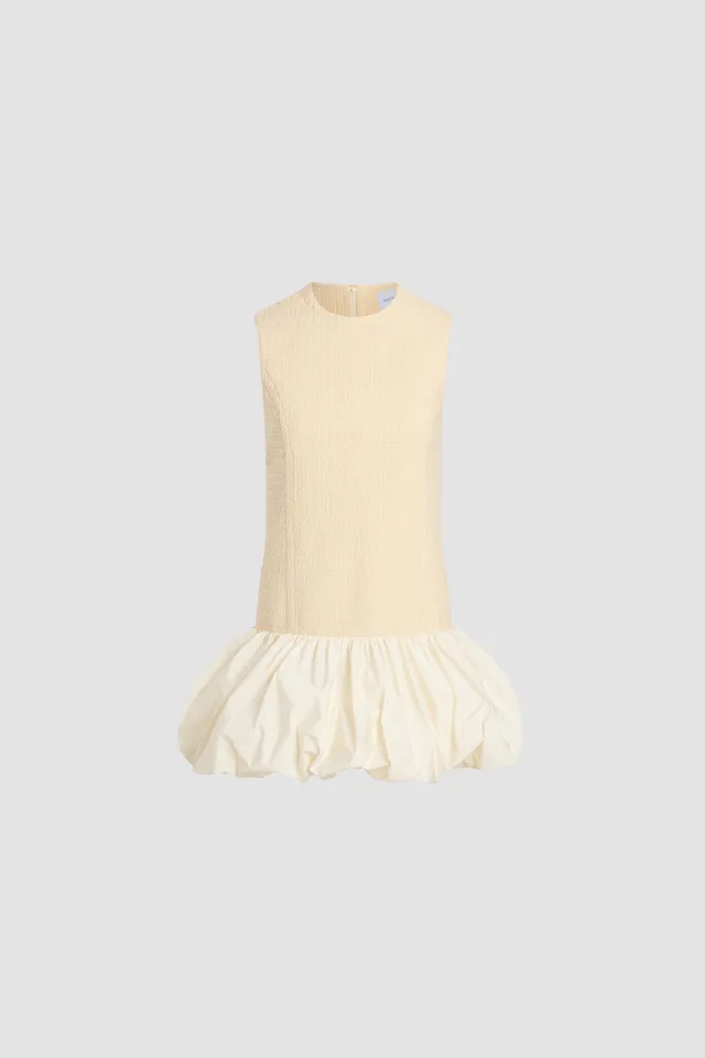 Patou H25DR205 robe tweed Snowberry White laine