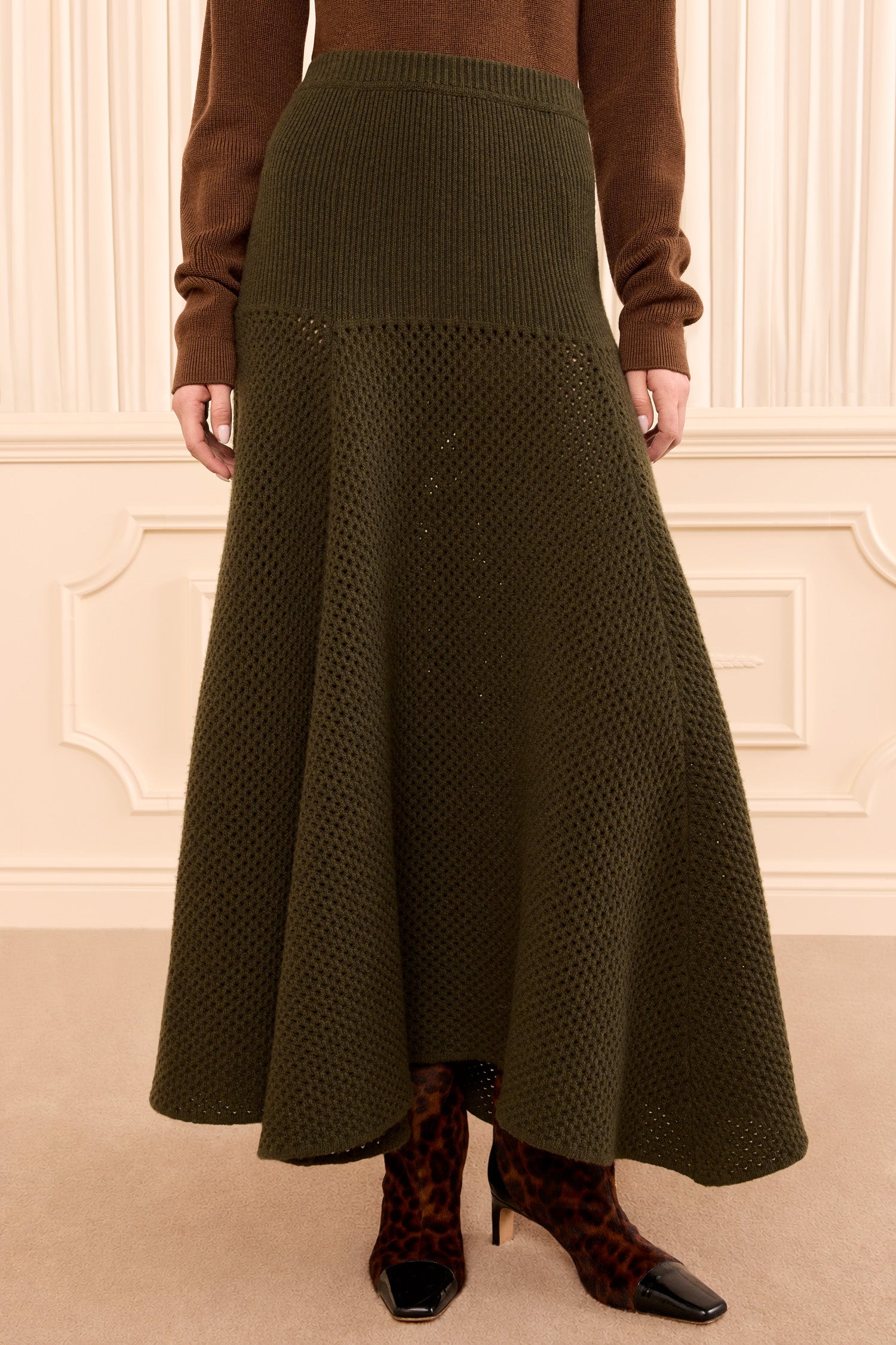 Ulla Johnson Lucia jupe maxi Militaire mérinos