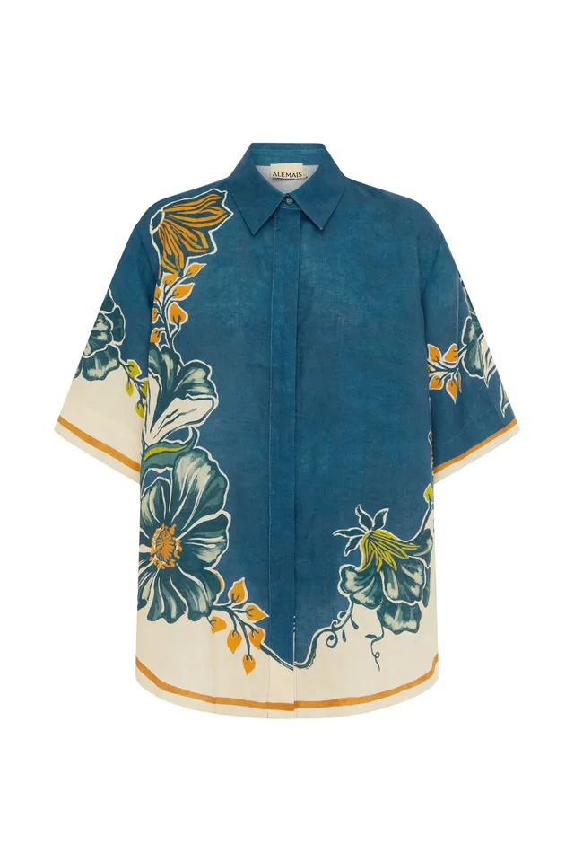 Alemais Luda chemise lin manches courtes fleurs