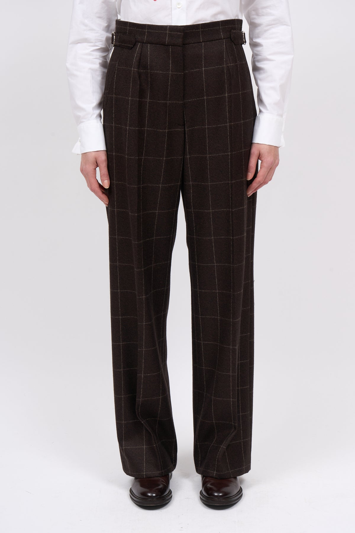 Paul & Joe Phoebe pantalon laine merino carreaux large
