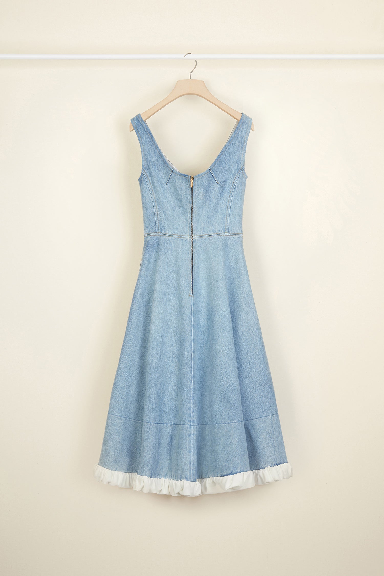 Patou DR001 robe midi denim bio Blueberry évasée