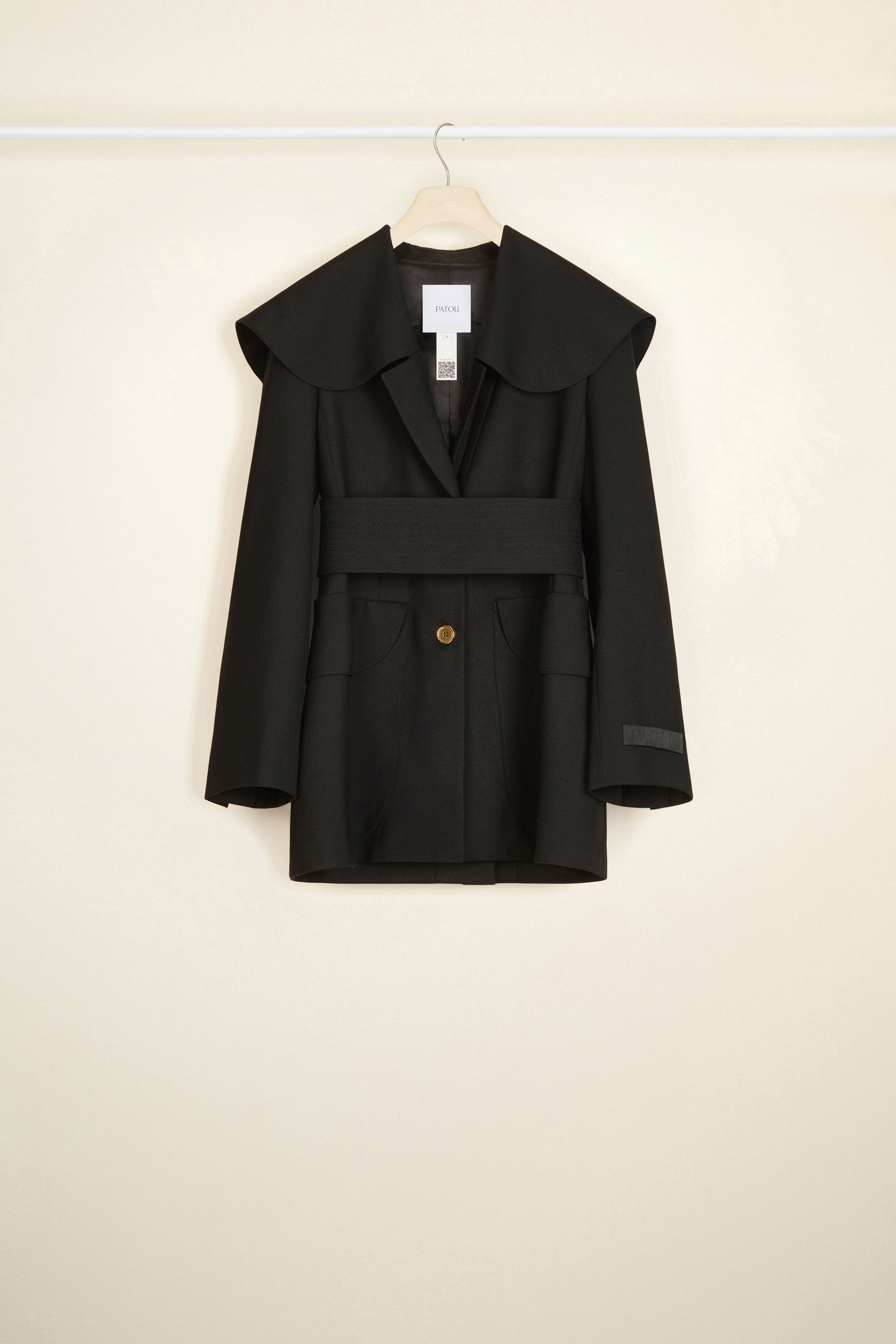 Patou JA016 veste laine sailor noire ceinture