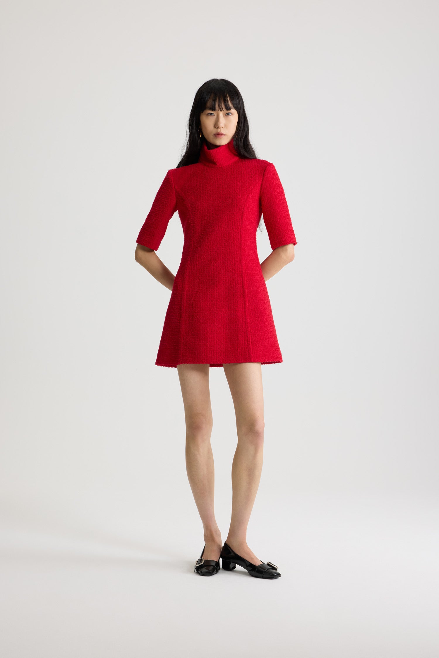 Patou DR204 robe tweed laine rouge écarlate