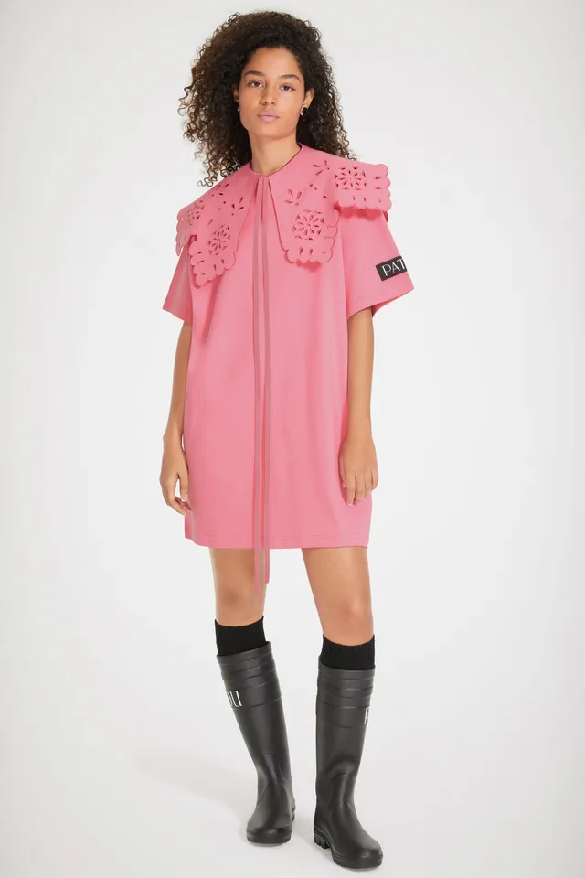 Patou JE057 robe t-shirt coton bio rose col amovible