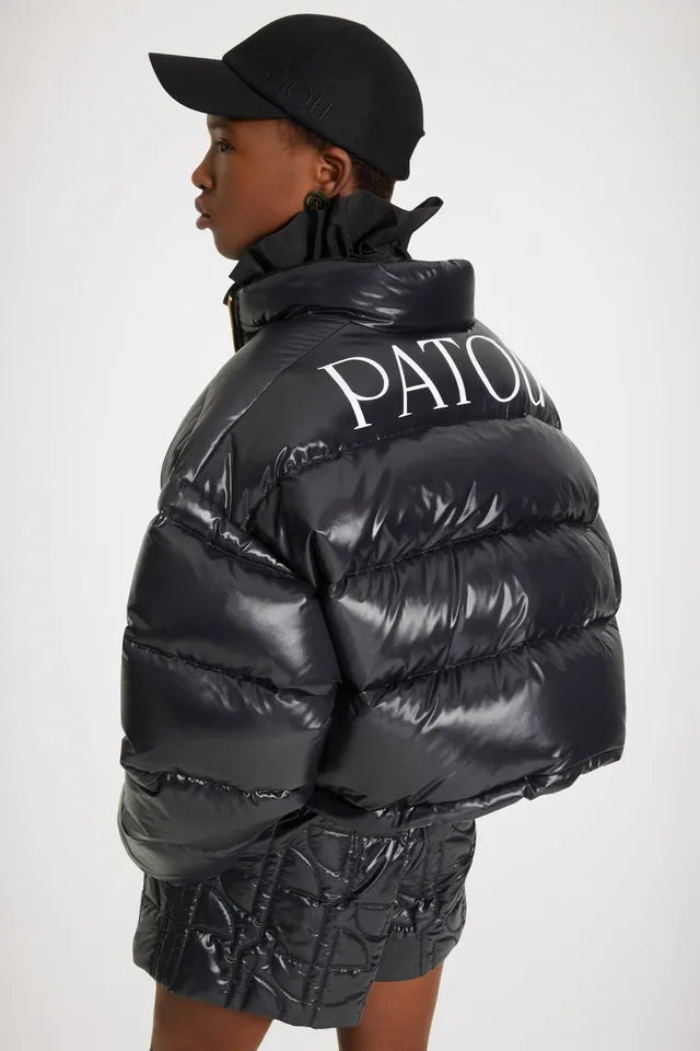 Patou OU012 Doudoune Courte Noire Logo Dos