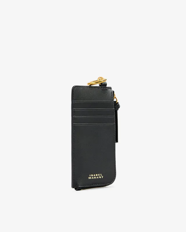 Isabel Marant Oskan porte-cartes cuir noir zippé
