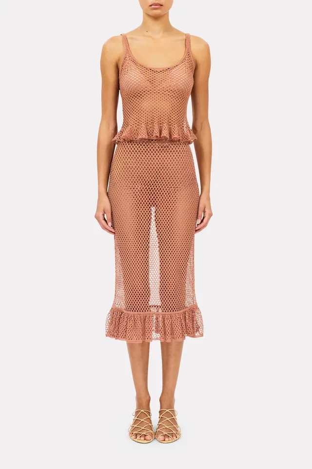 Ulla Johnson Lorna Mesh Midi Skirt jupe crayon shell