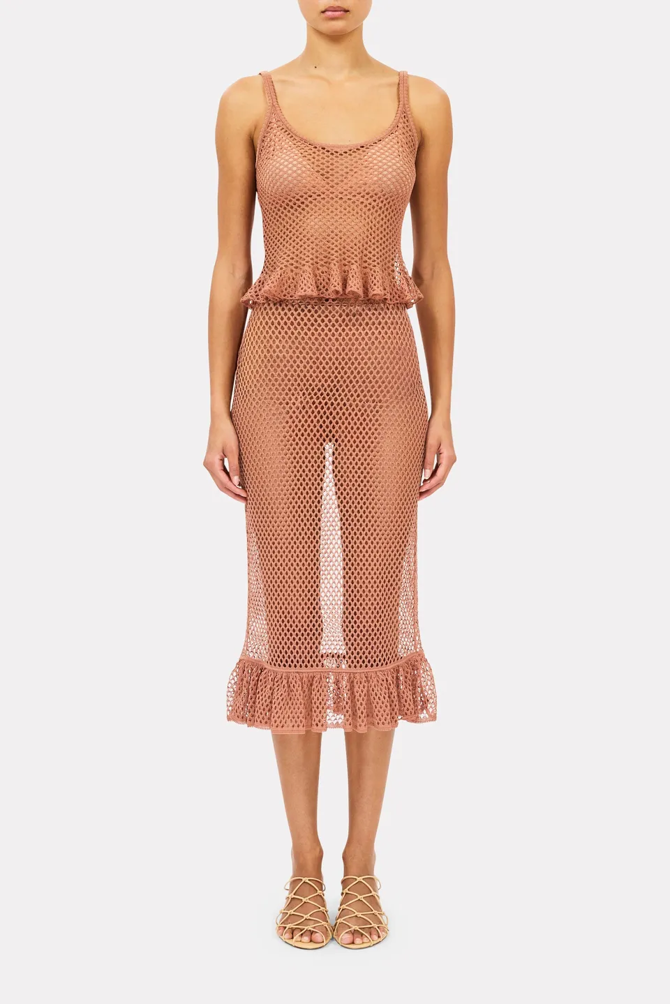 Ulla Johnson Lorna Mesh Midi Skirt jupe crayon shell