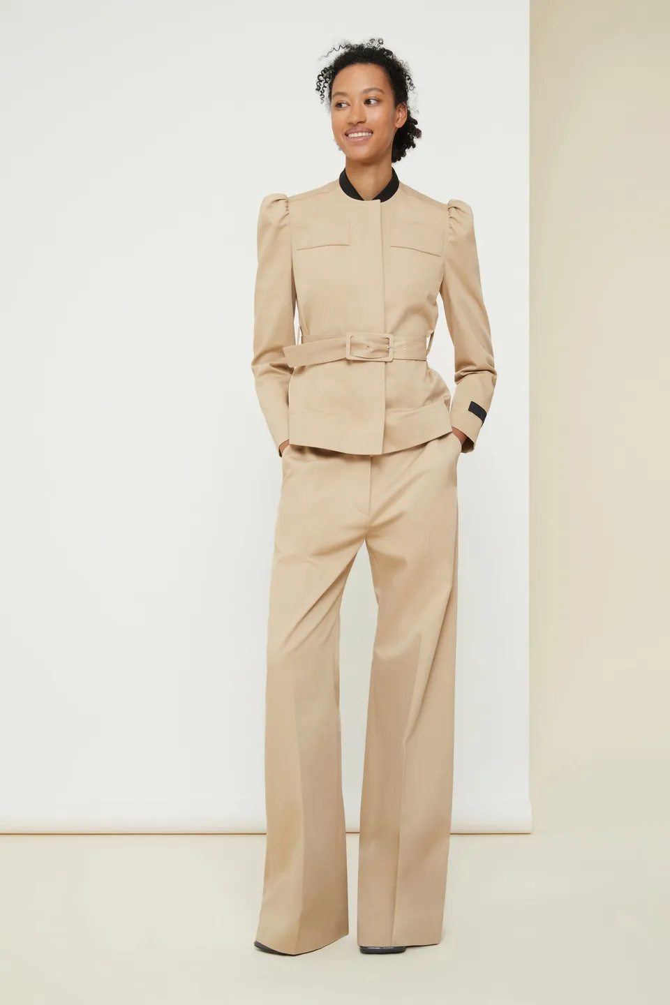 Patou Cropped Veste Gabardine Sable Coton Bio