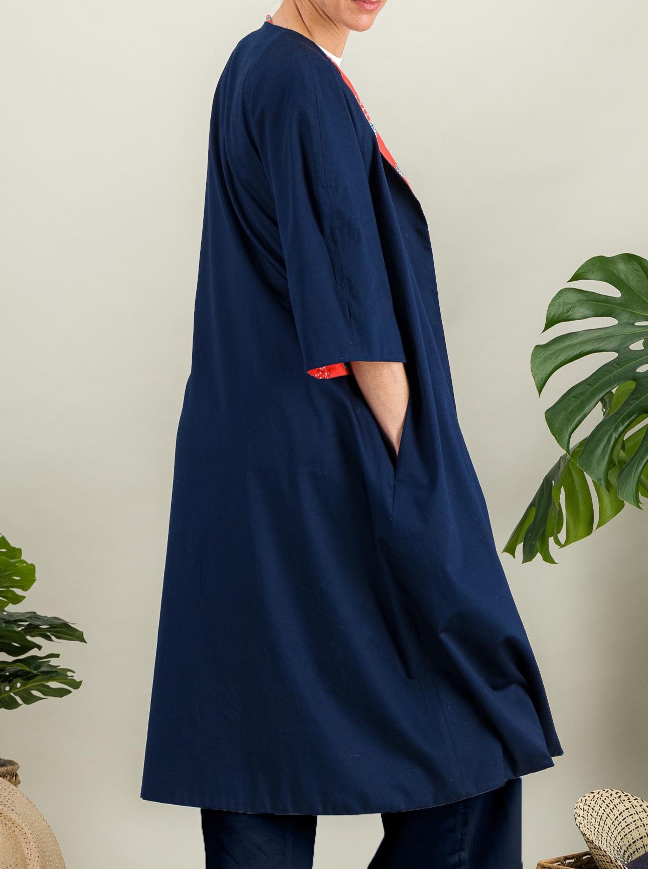 Anahide Saint André Haori veste kimono réversible coton fleuri