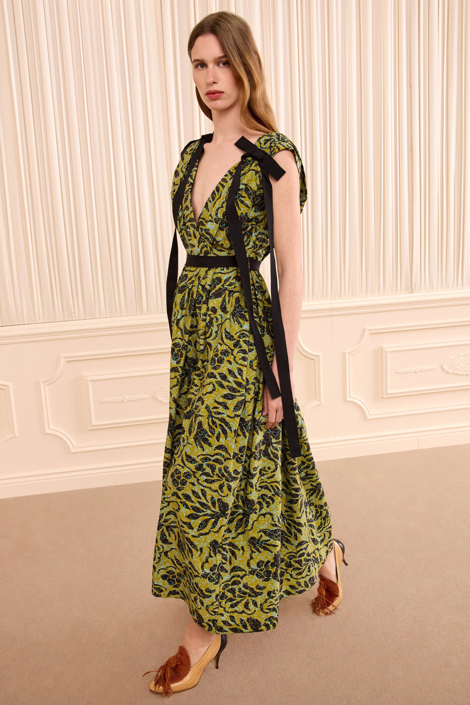 Ulla Johnson Karina robe maxi coton Chartreuse fleurie