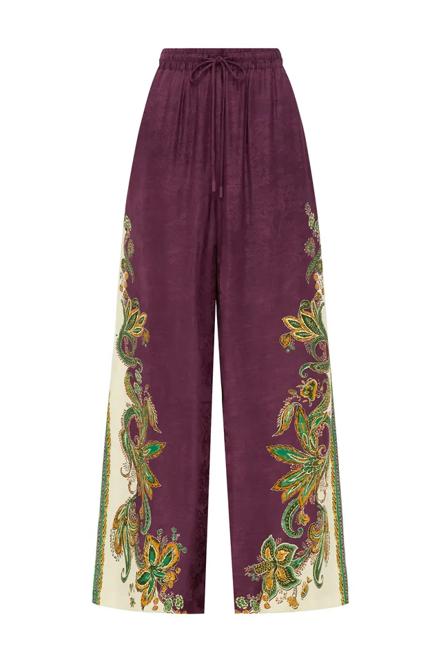 Alemäis Ruthie pantalon large soie viscose paisley