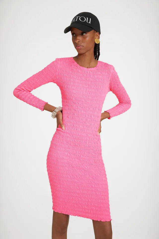 Patou JE066 robe smockée coton bio rose Begonia