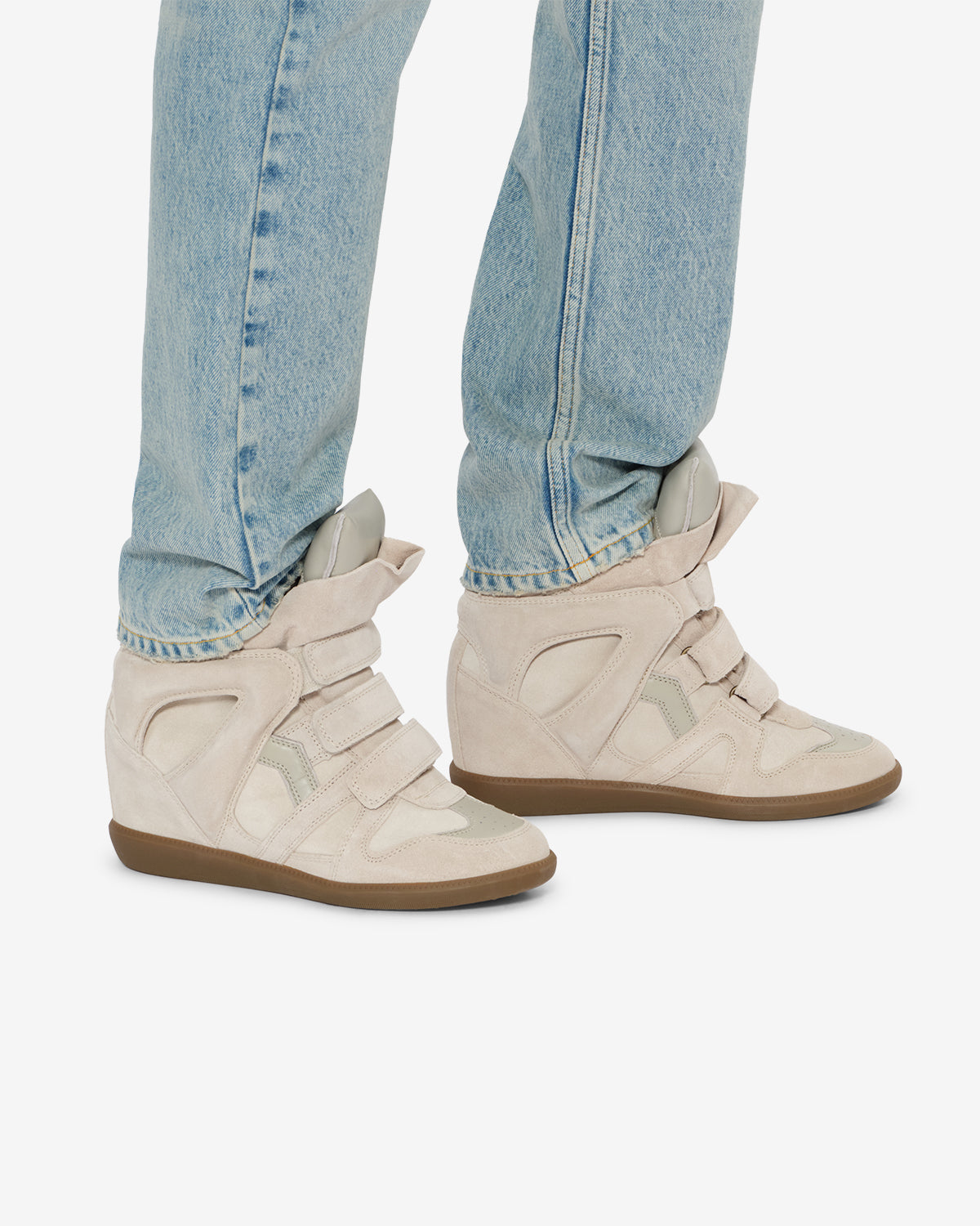 Isabel Marant Bekett baskets compensées cuir écru