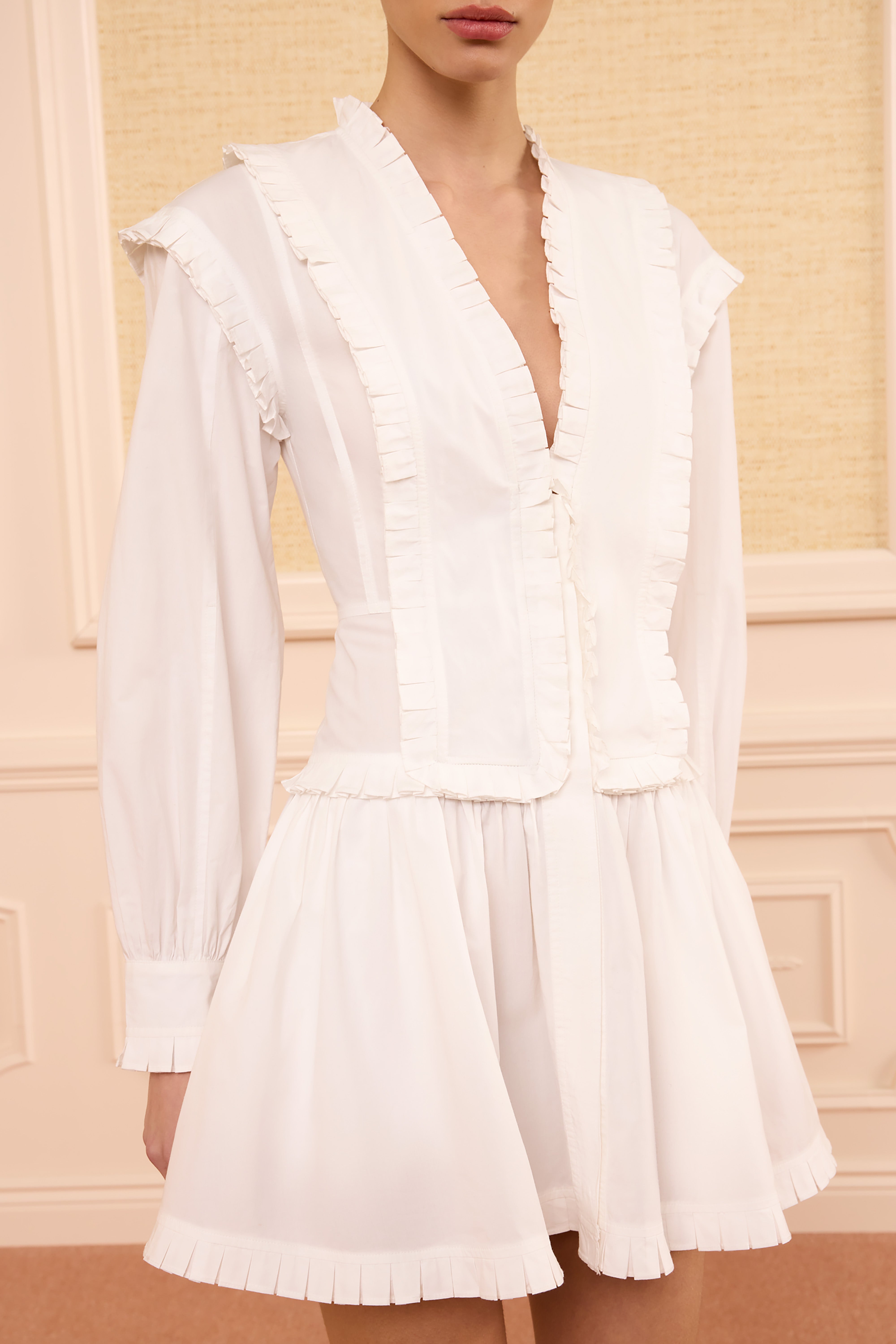 Ulla Johnson Beatrix robe mini coton blanc cowrie