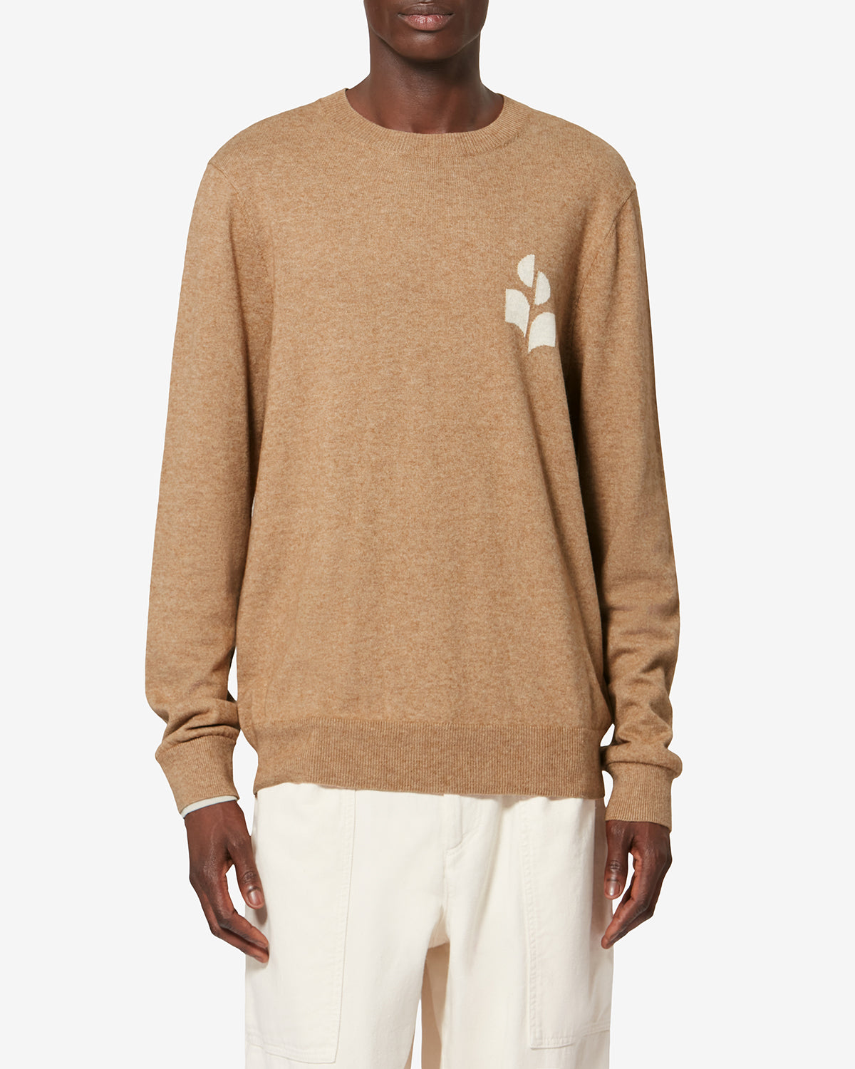 Isabel Marant Antea pull maille camel-gris clair logo