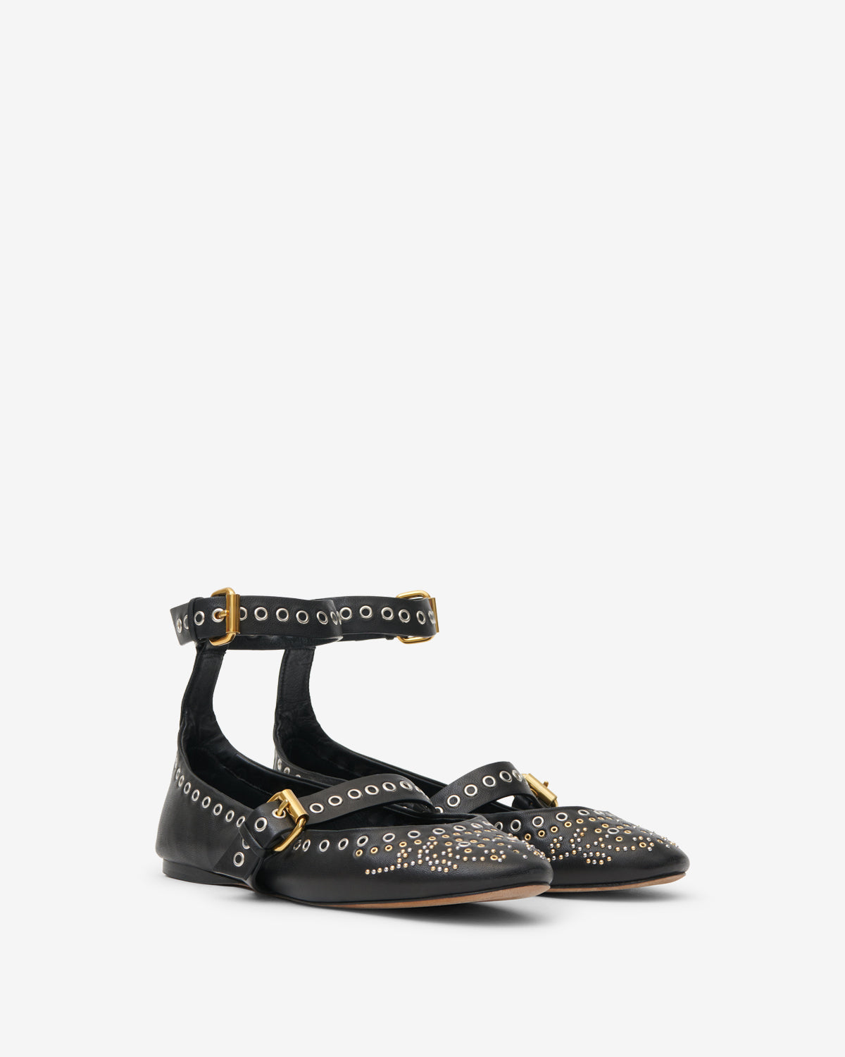 Isabel Marant Ylza ballerines cuir noir cloutées
