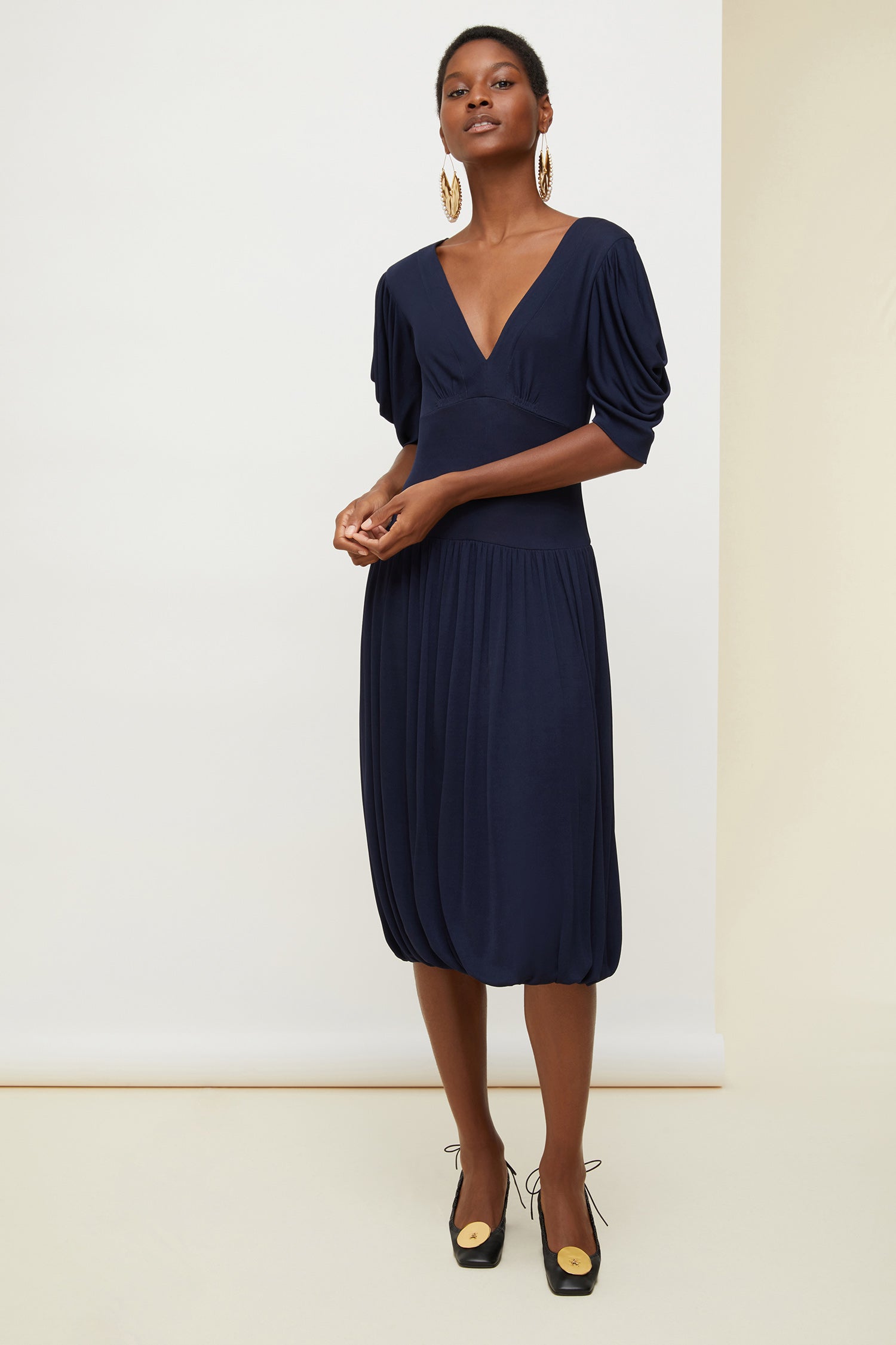 Patou DR032 robe midi bubble bleu saphir