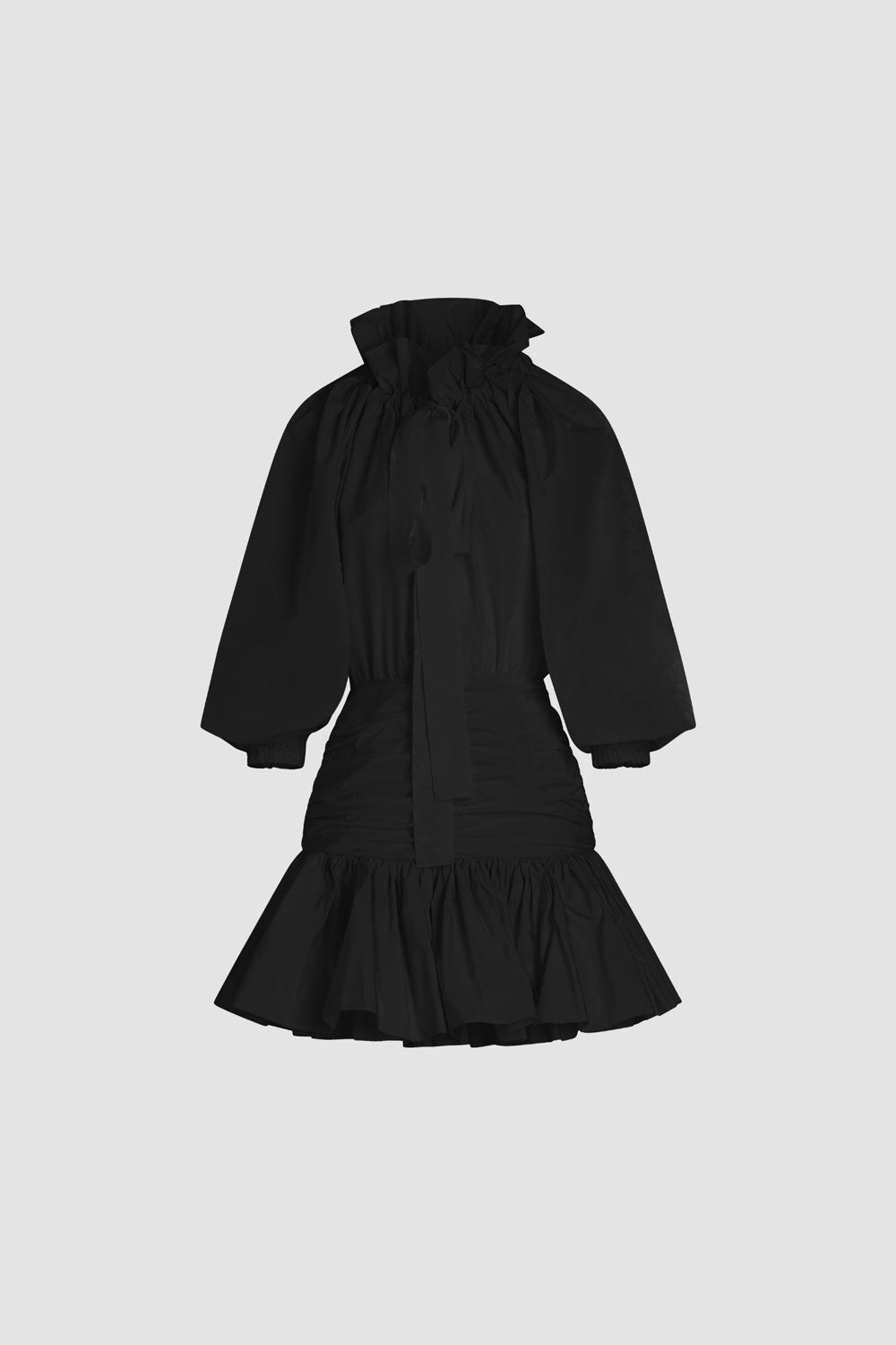 Patou DR175 robe mini faille noire recyclée volants