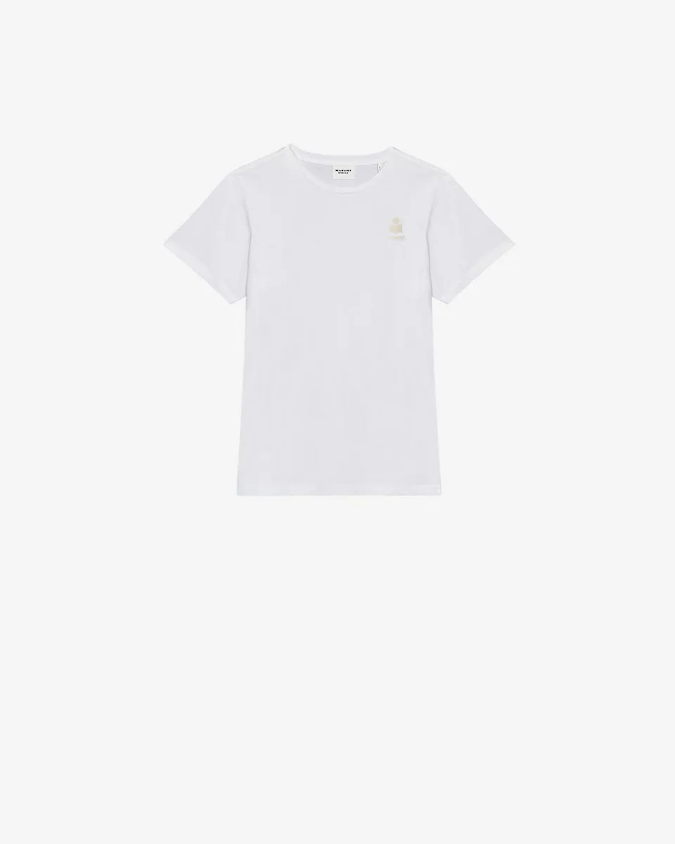 Isabel Marant Aby T-shirt Blanc Coton Bio Logo Brode