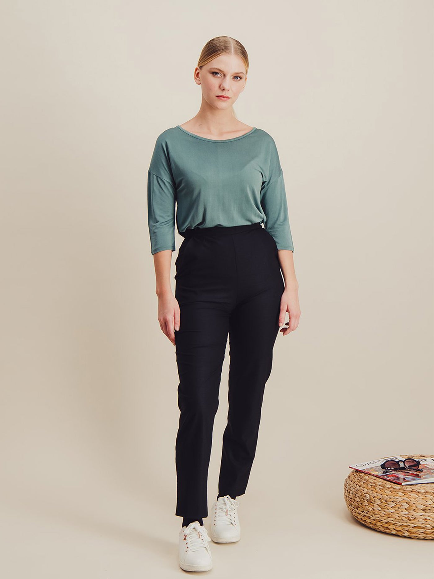 Anahide Saint André Iris top maille soie vert