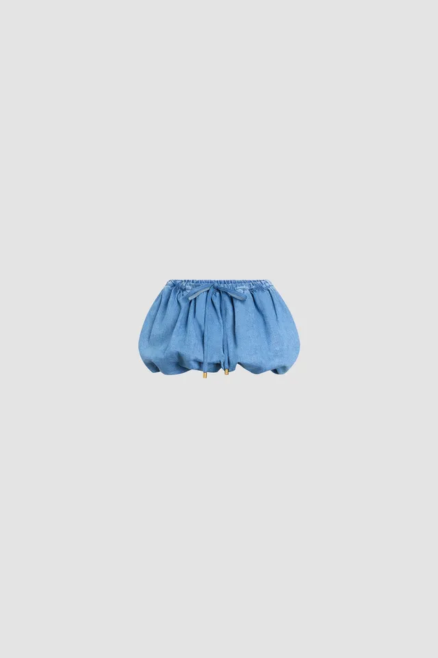 Patou SK081 jupe jean mini bloomer bleu délavé 34